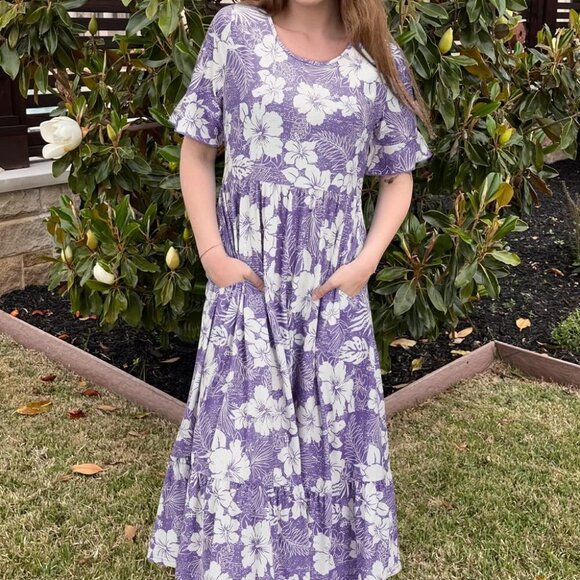 Women's Summer 2025 Casual Short Sleeve Tiered Flowy Spring Dress Long Midi Beac - Picture 4 of 5